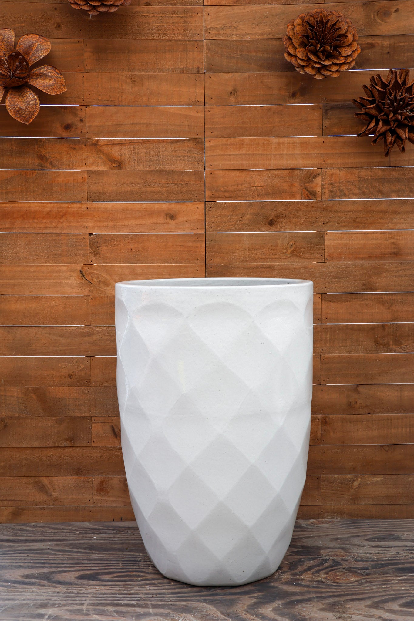 tall white planter pots Tall Diamond Planter White – Modern White Ceramic Planter, Frost-Proof –  Perfect Pots