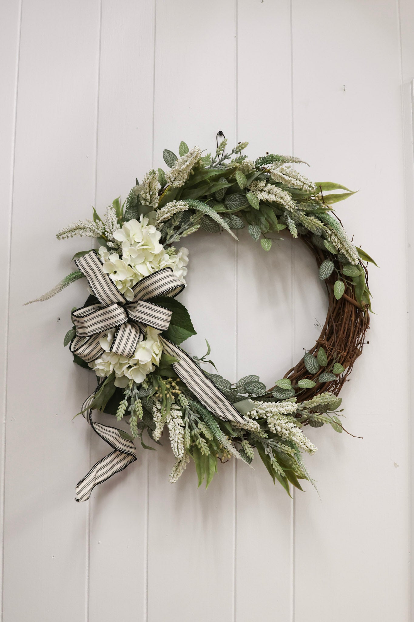 White Hydrangea Silk Wreath
