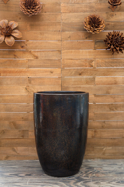 Tall Barrel Planter Bronze Speckle