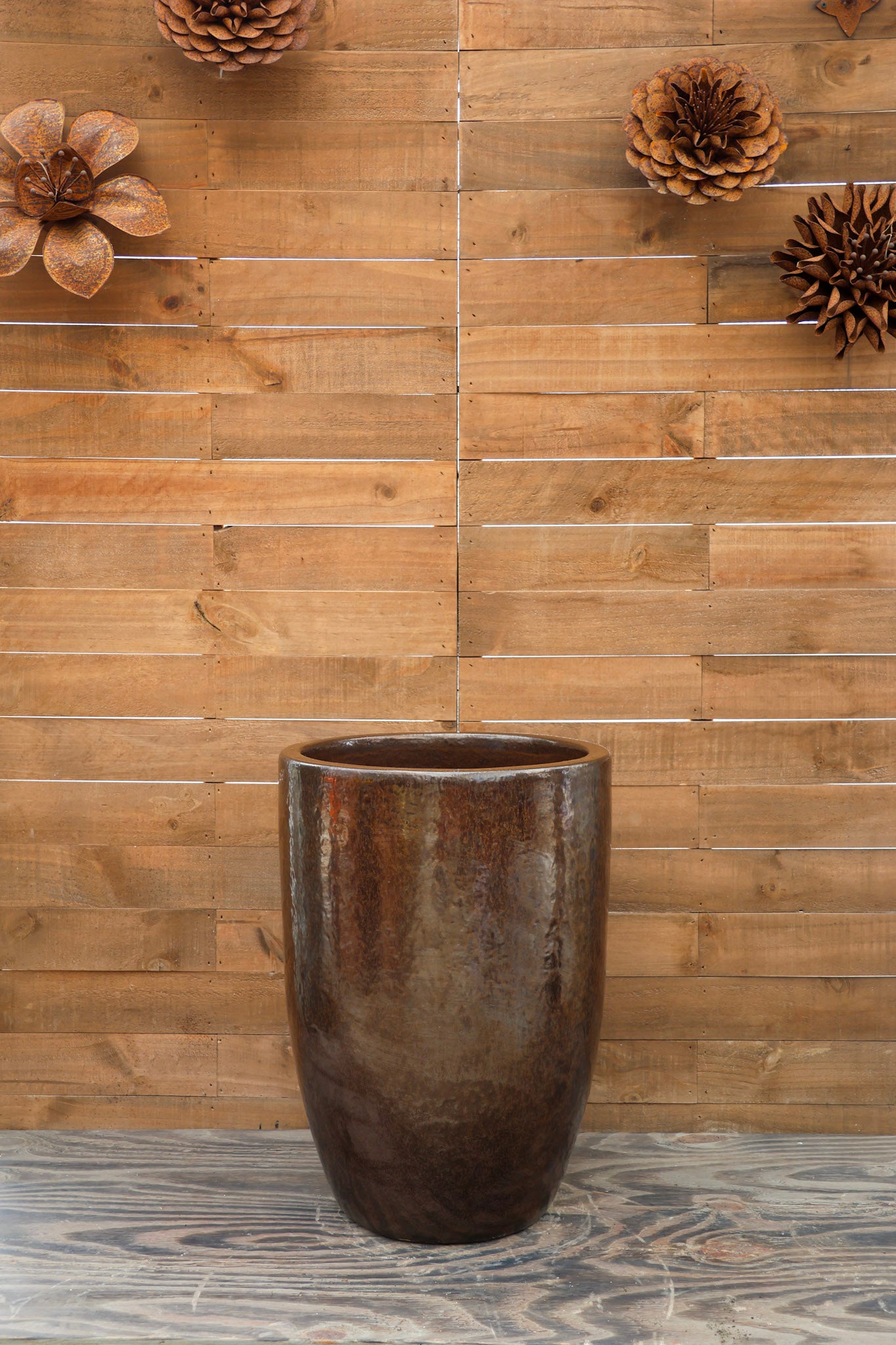 Tall Barrel Planter Bronze Speckle