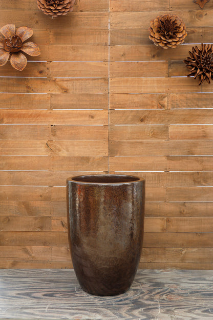 Tall Barrel Planter Bronze Speckle
