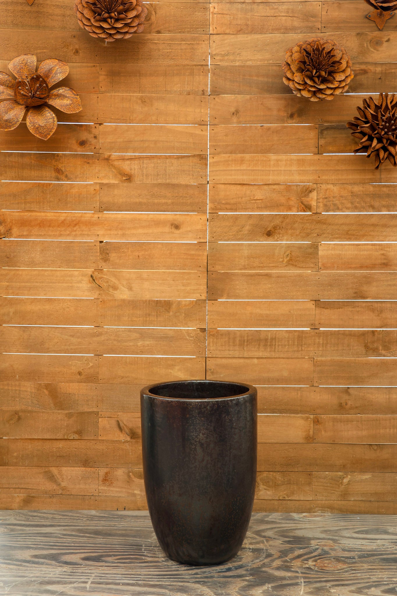 Tall Barrel Planter Bronze Speckle