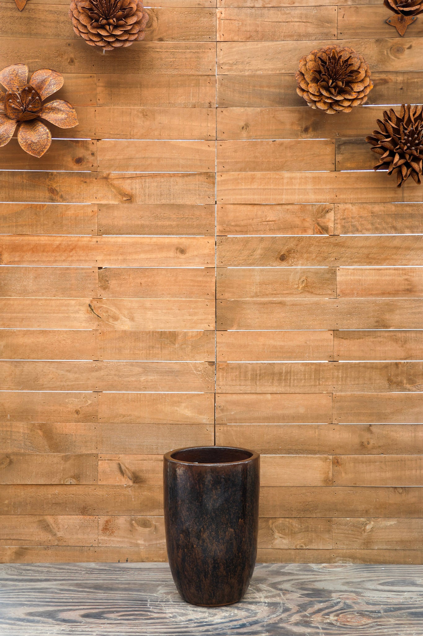 Tall Barrel Planter Bronze Speckle