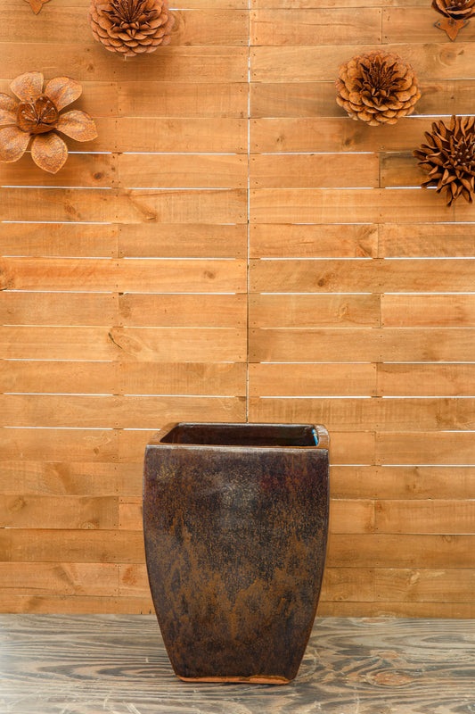 Tall Milan Square Planter Bronze Speckle