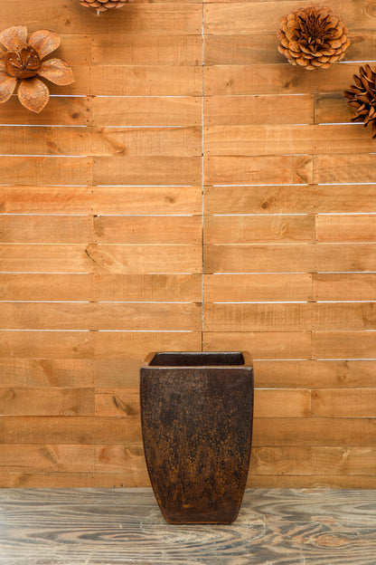 Tall Milan Square Planter Bronze Speckle