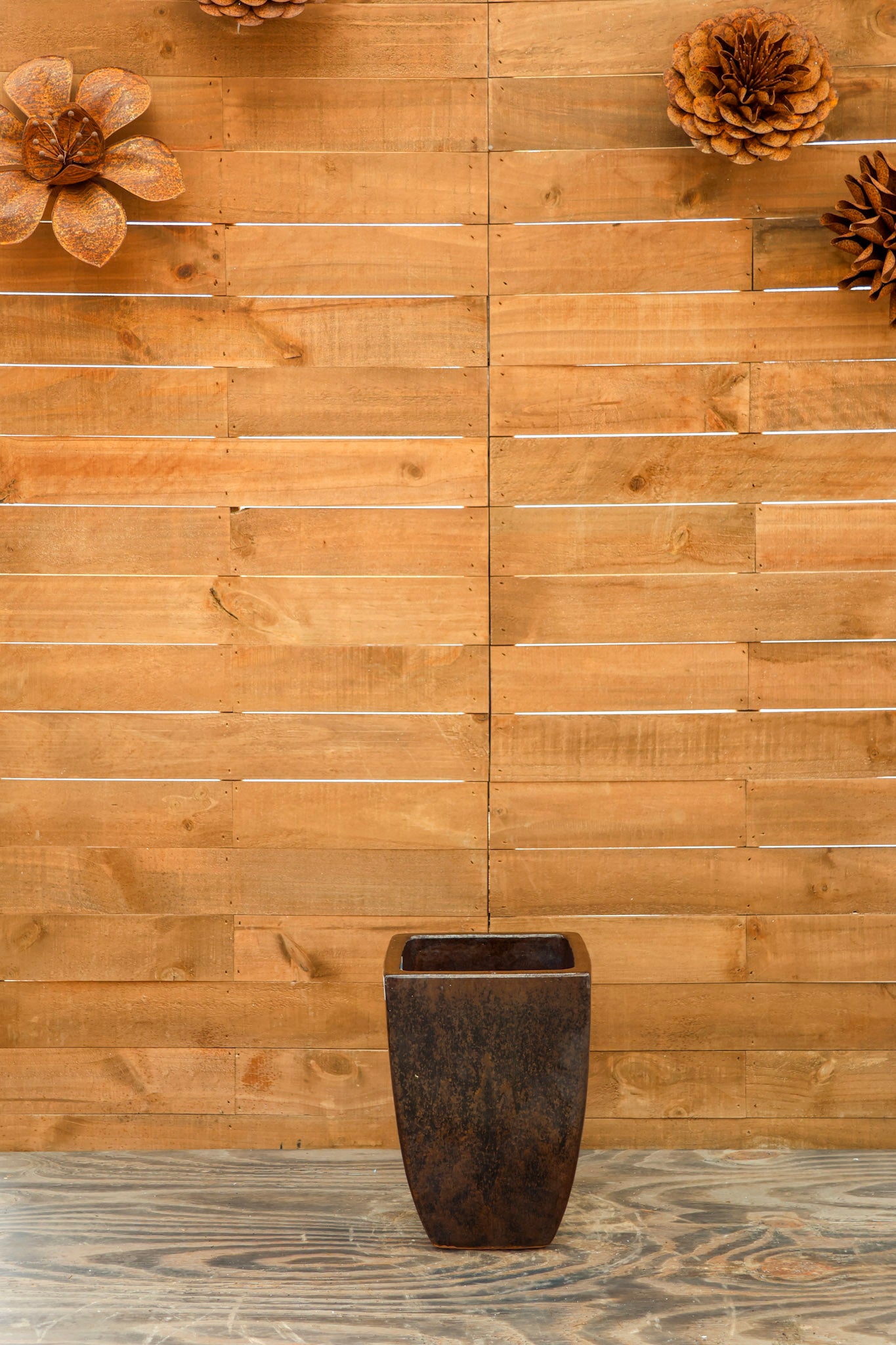 Tall Milan Square Planter Bronze Speckle