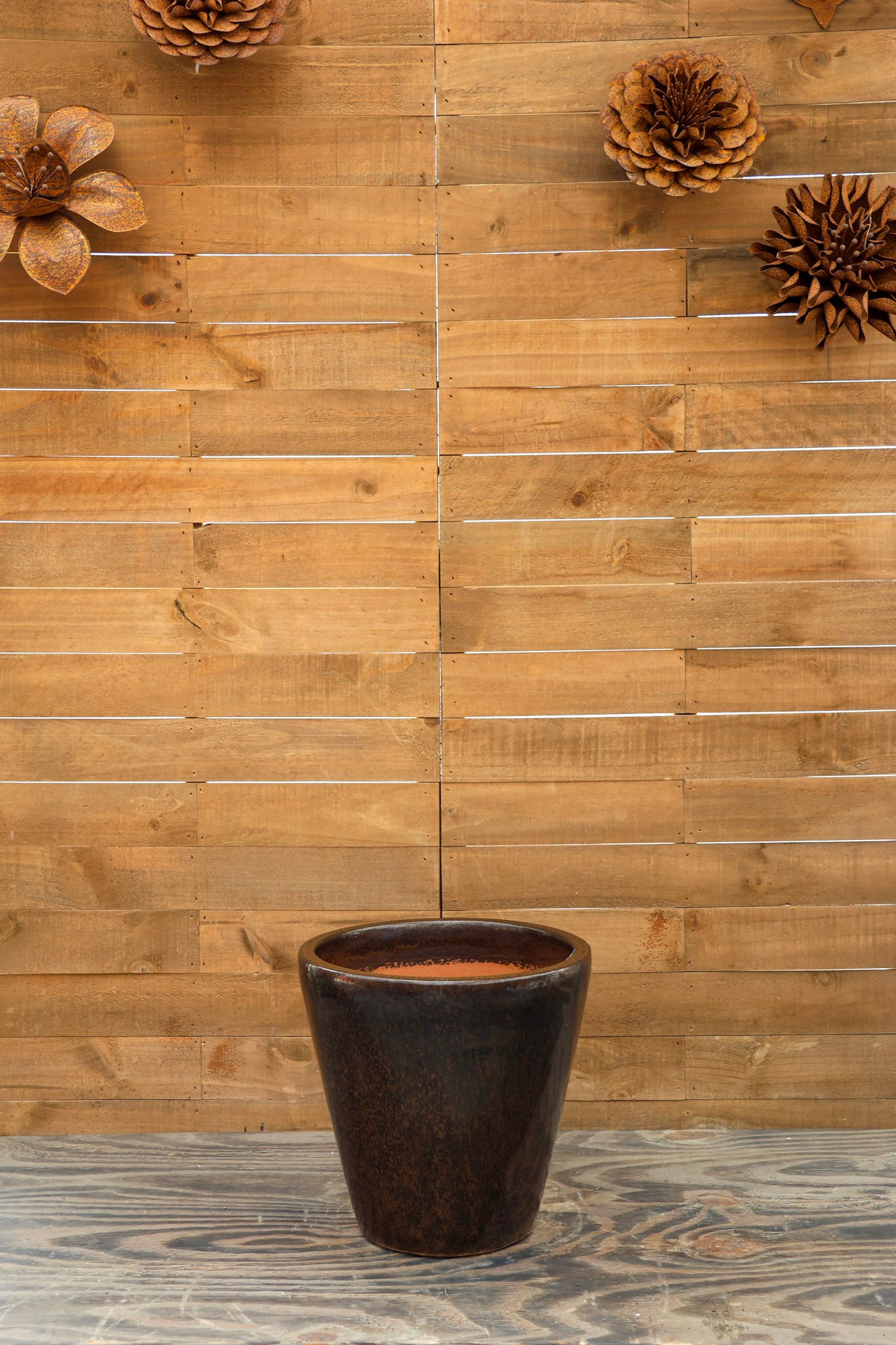 Tapered Cylindrical Planter Bronze Speckle