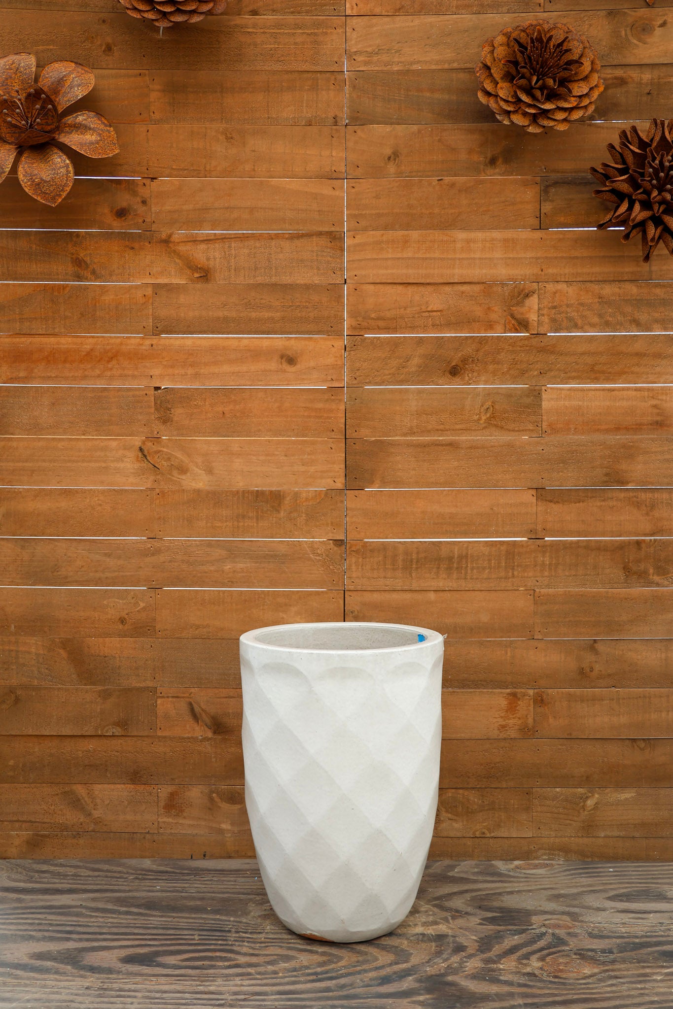 Tall Diamond Planter White
