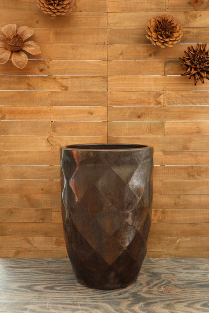 Tall Diamond Planter Bronze Speckle