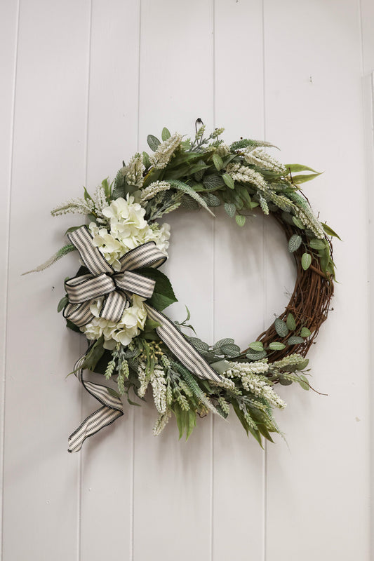 White Hydrangea Silk Wreath