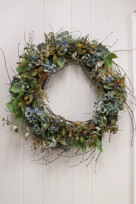 Blue Hydrangea Silk Wreath