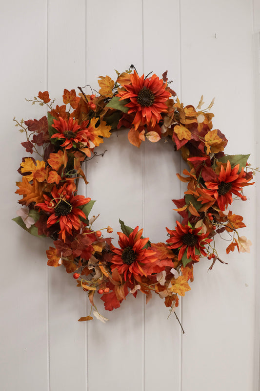 Orange Sunflower Silk Wreath