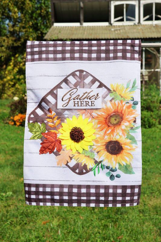 Gather Here Garden Flag