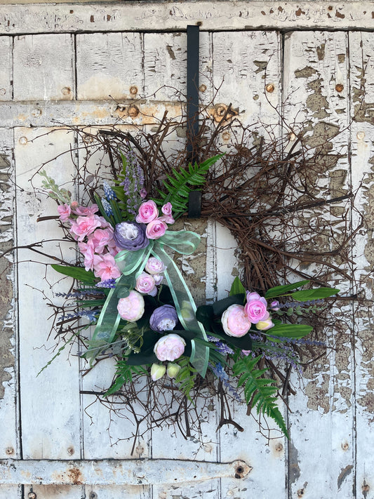 Spring Pastel Silk Floral Wreath