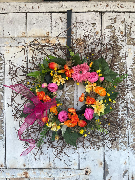 Bright Spring Silk Floral Wreath